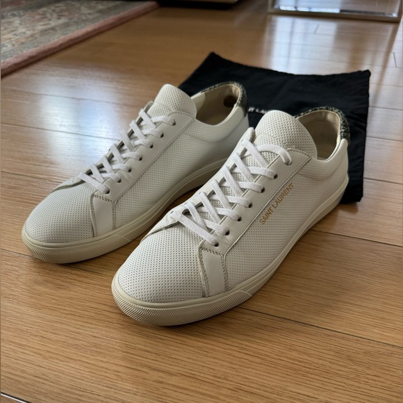 SAINT LAURENT White and Green Snake Andy Sneakers - Picture 10 of 10